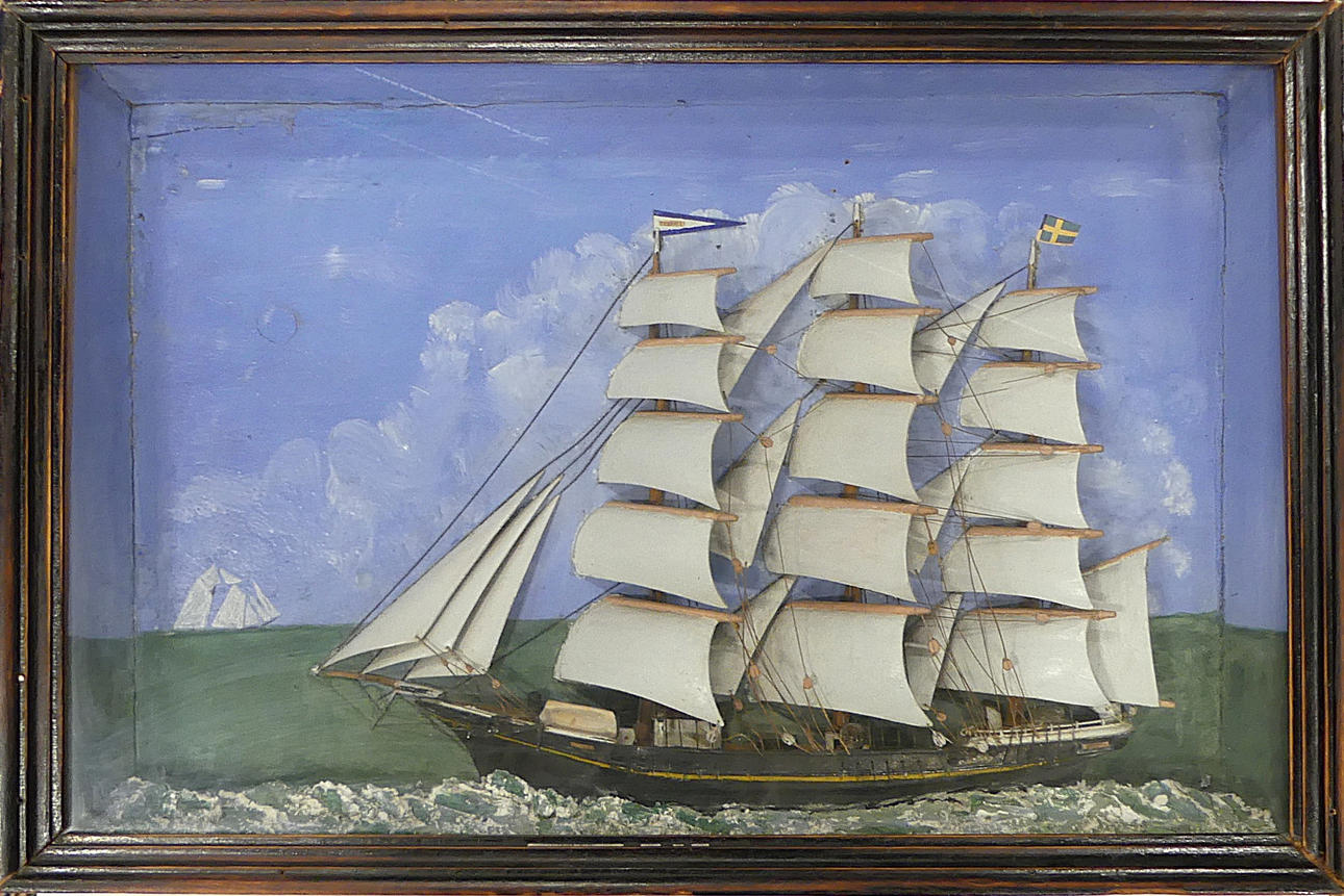 DIORAMA, ship, full rig, half model.