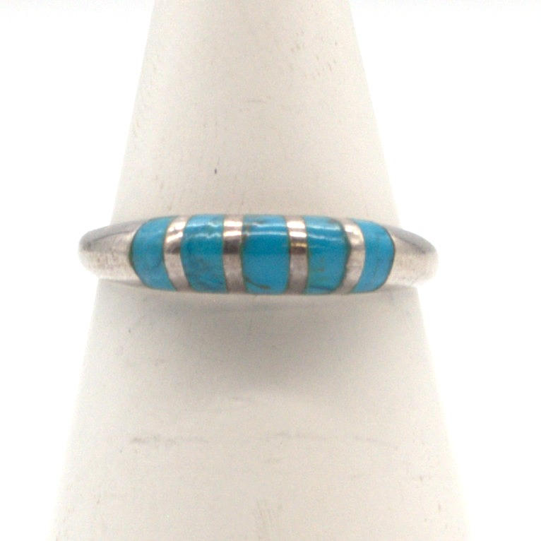 DESIGNER STERLING SILVER RING SET WITH TURQUOISE, 20TH CENTURY.