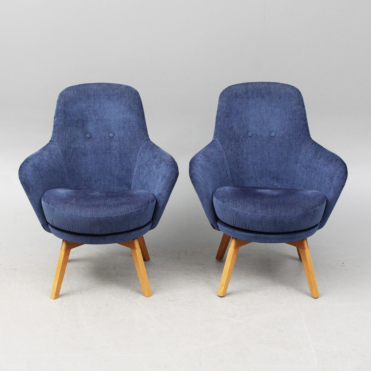 Armchairs, 2 pcs, blue textile, modern.