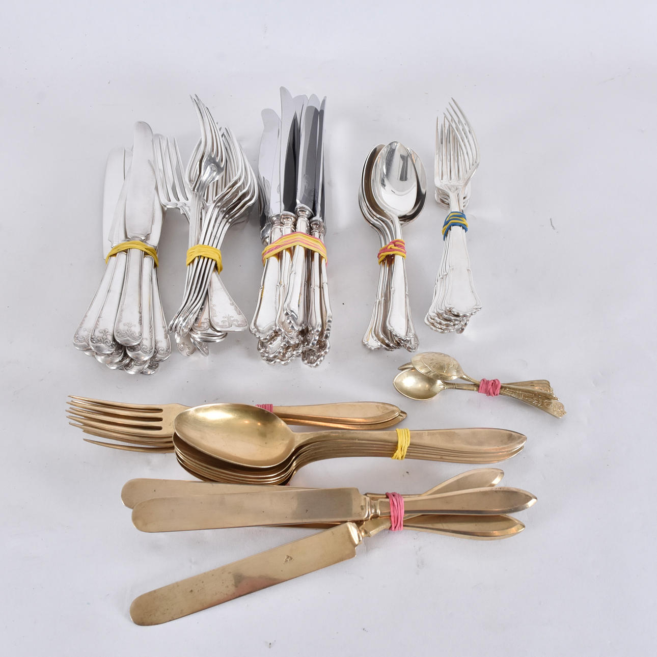 PARTI CUTLERY, nickel silver and dirigold.