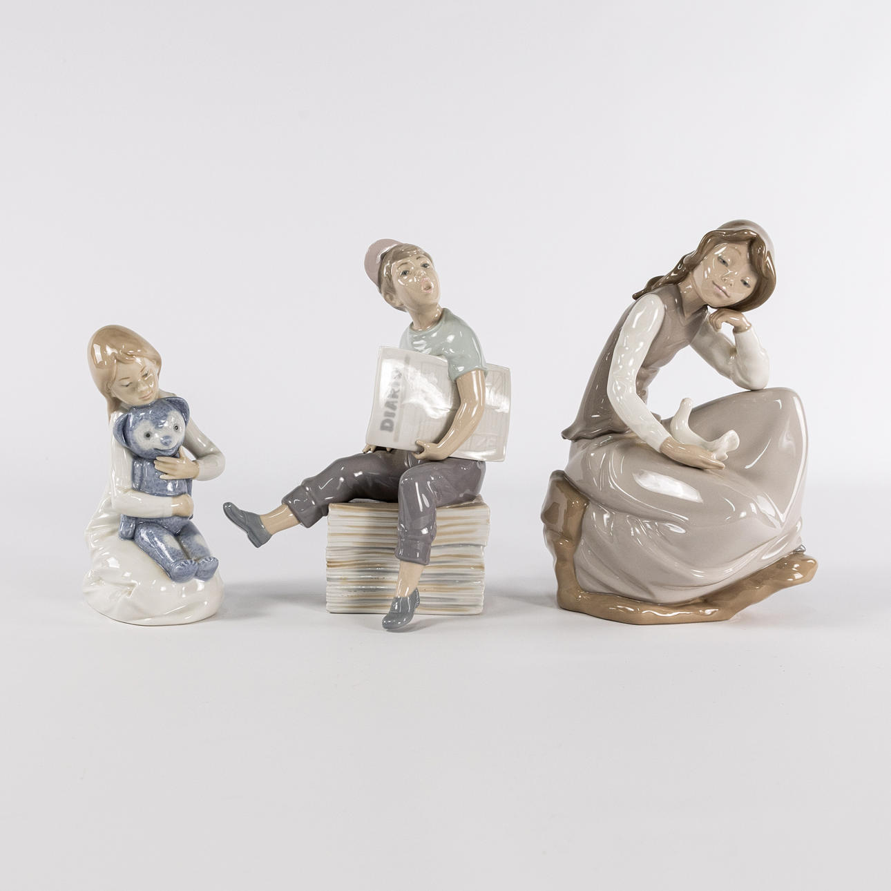 FIGURINES, 3 pcs, Nao, Spain, highest 25 cm.