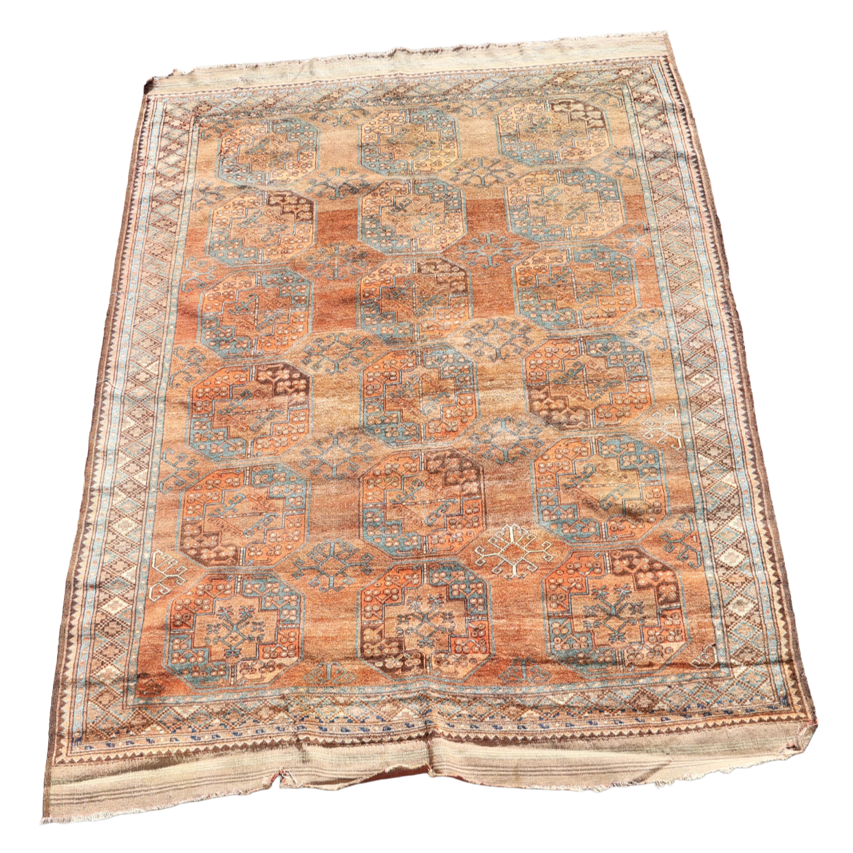 20TH CENTURY TURKOMAN WOOL CARPET.