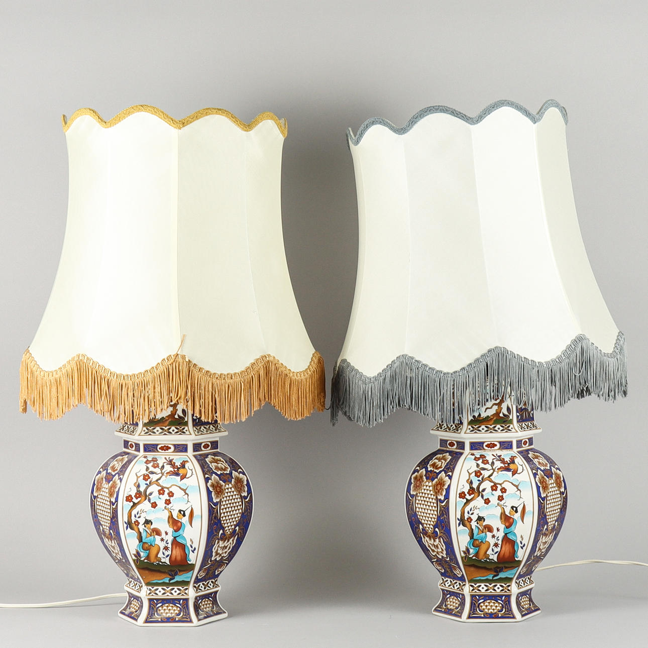 TABLE LAMPS paired, porcelain.