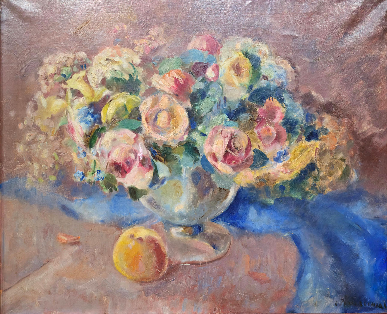 VASE WITH FLOWERS. OIL ON CANVAS.