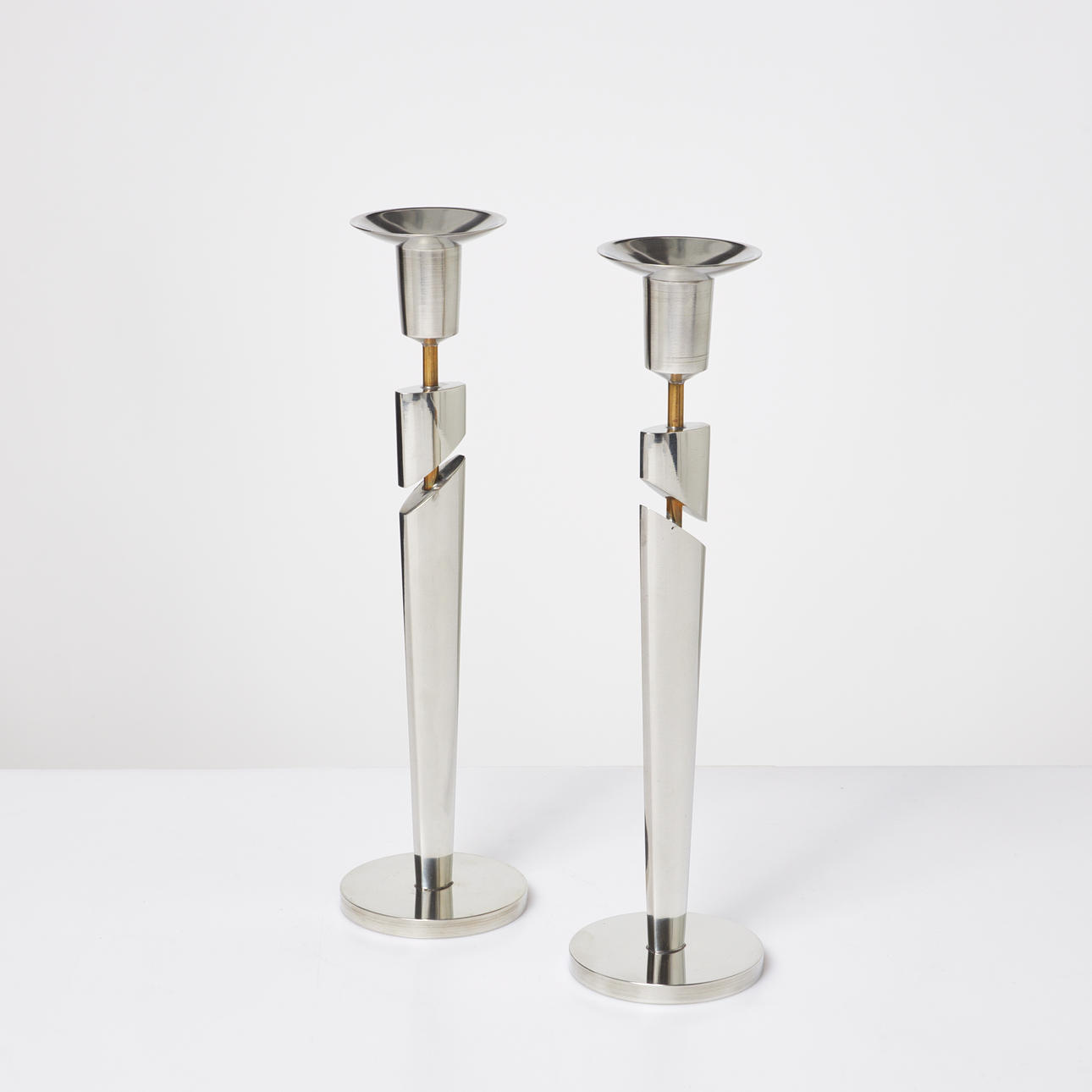 MICKE BERGGREN. candlesticks, a pair, Böketofte Tenn, signed.