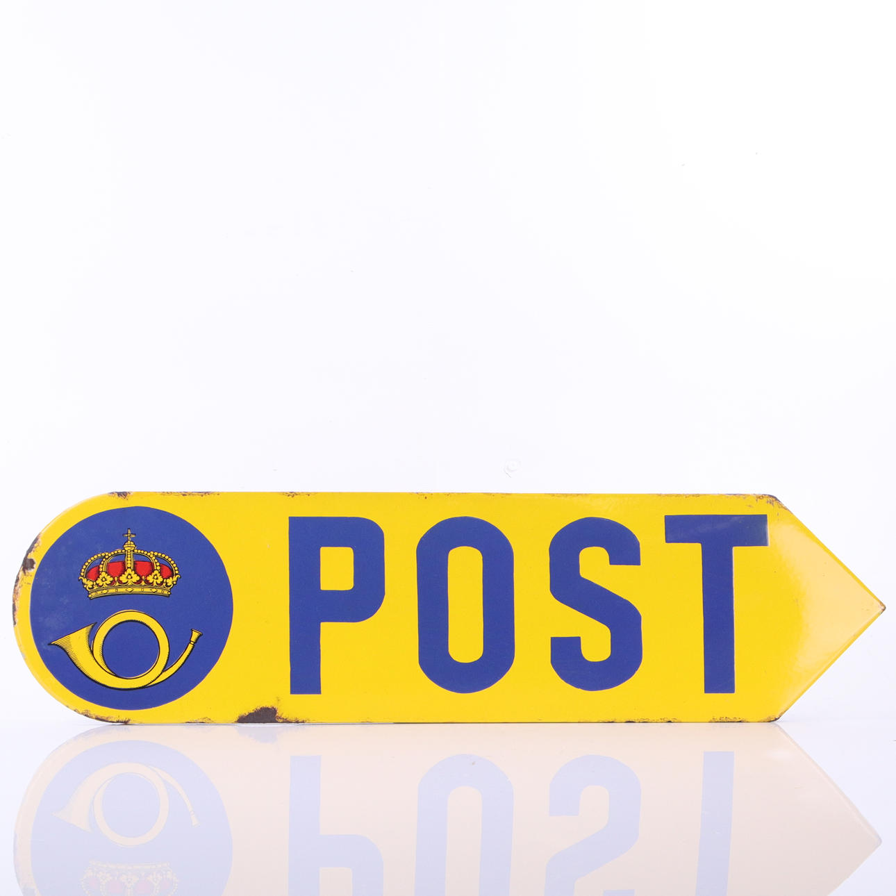 POST, emaljskylt, 1900-talets första hälft.