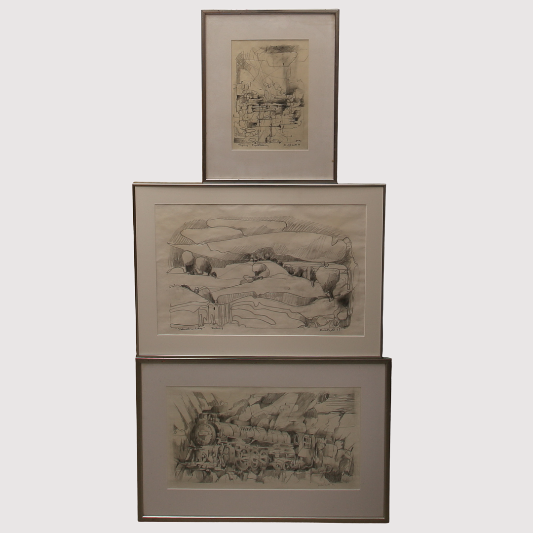 BERTIL GADÖ. Pencil drawings, signed, dated, 3 pieces.