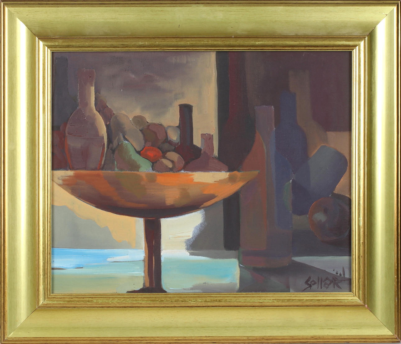 AKOS  SOLLAR. Stilleben, olja på duk, signerad.