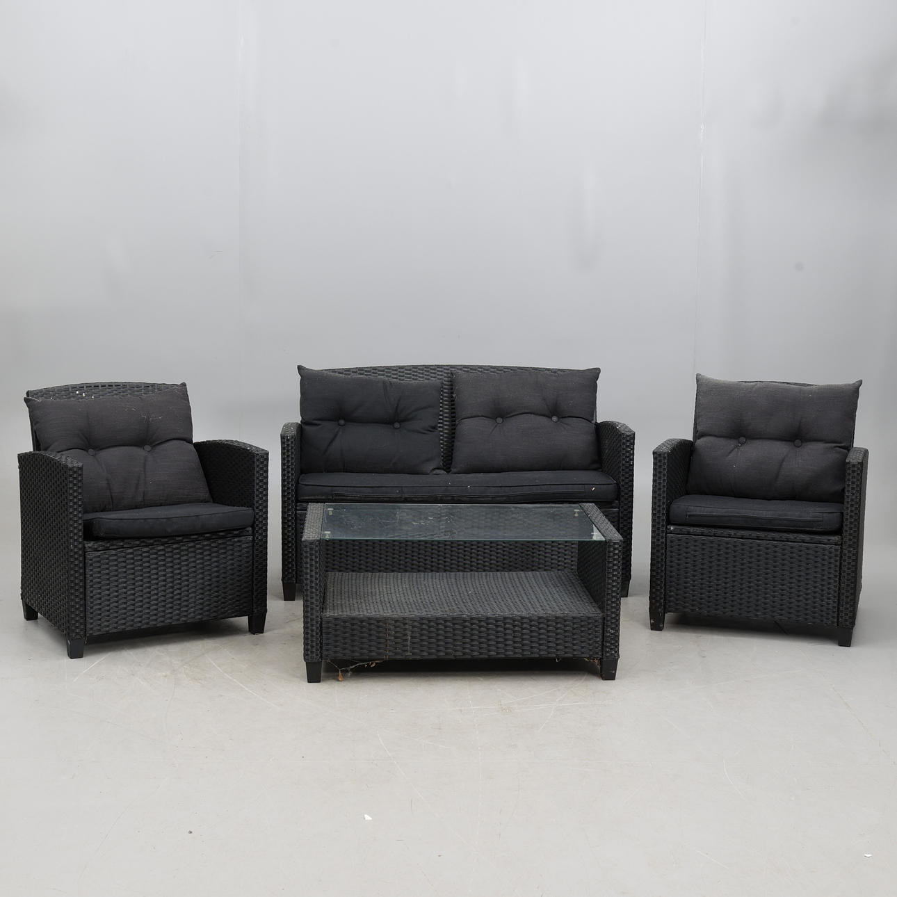 GARDEN GROUP, 4 pieces, metal/plastic.