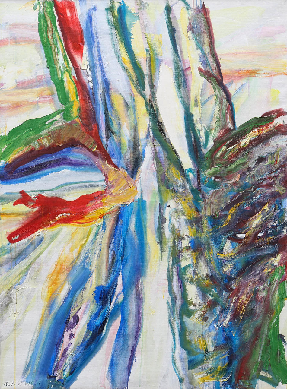 BENGT OLSON. oil on canvas, composition, signed.