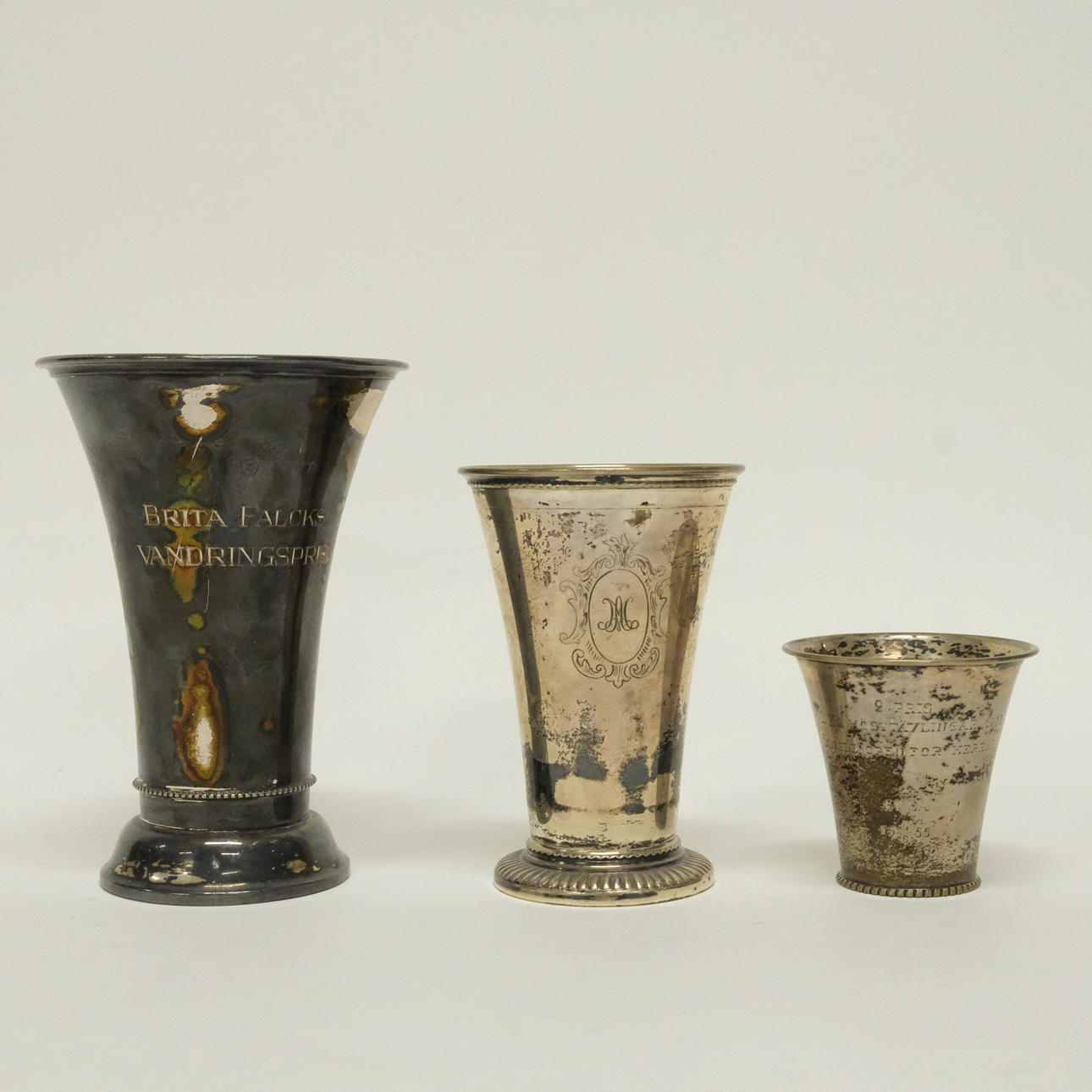 GOBLET, SILVER, THREE PIECES.