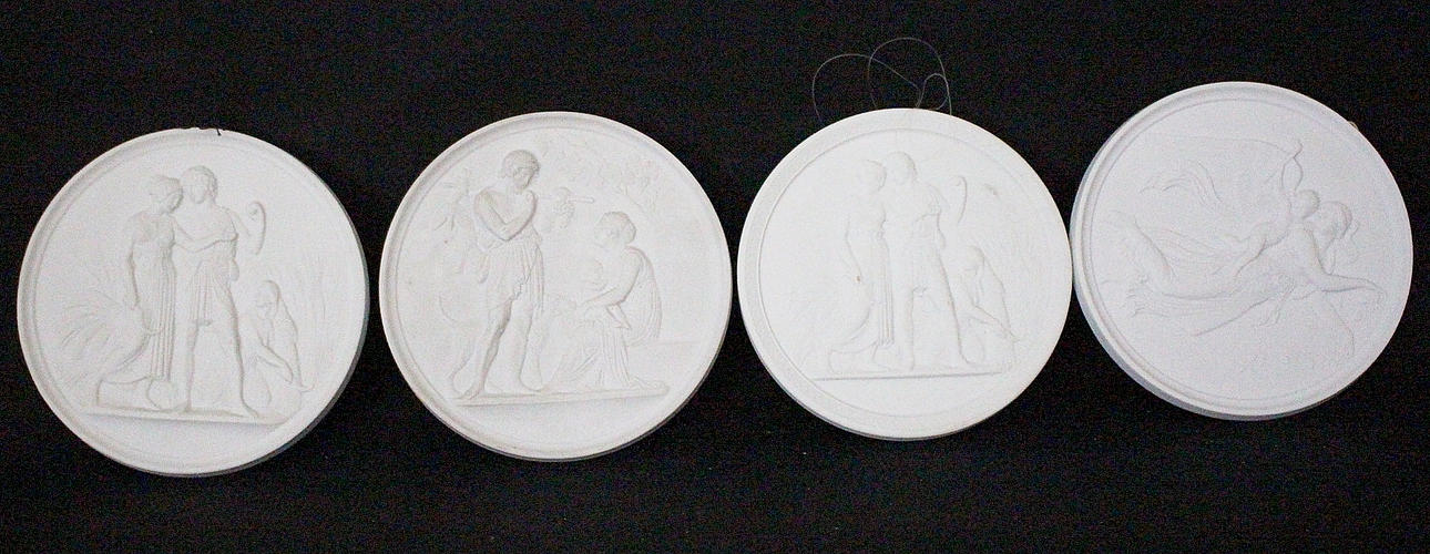 VÄGGPLAKETTER, 4 st, Royal Copenhagen, "eneret".