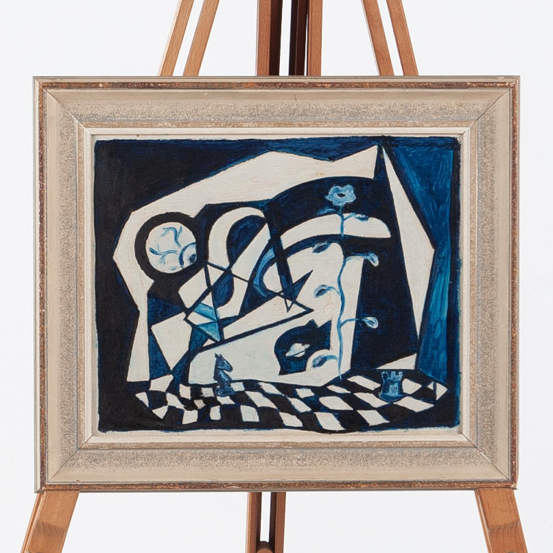 OIDENTIFIERAD KONSTNÄR. OIL PAINTING, “Schizoidity”, Abstract-composition, dated Oct -48.