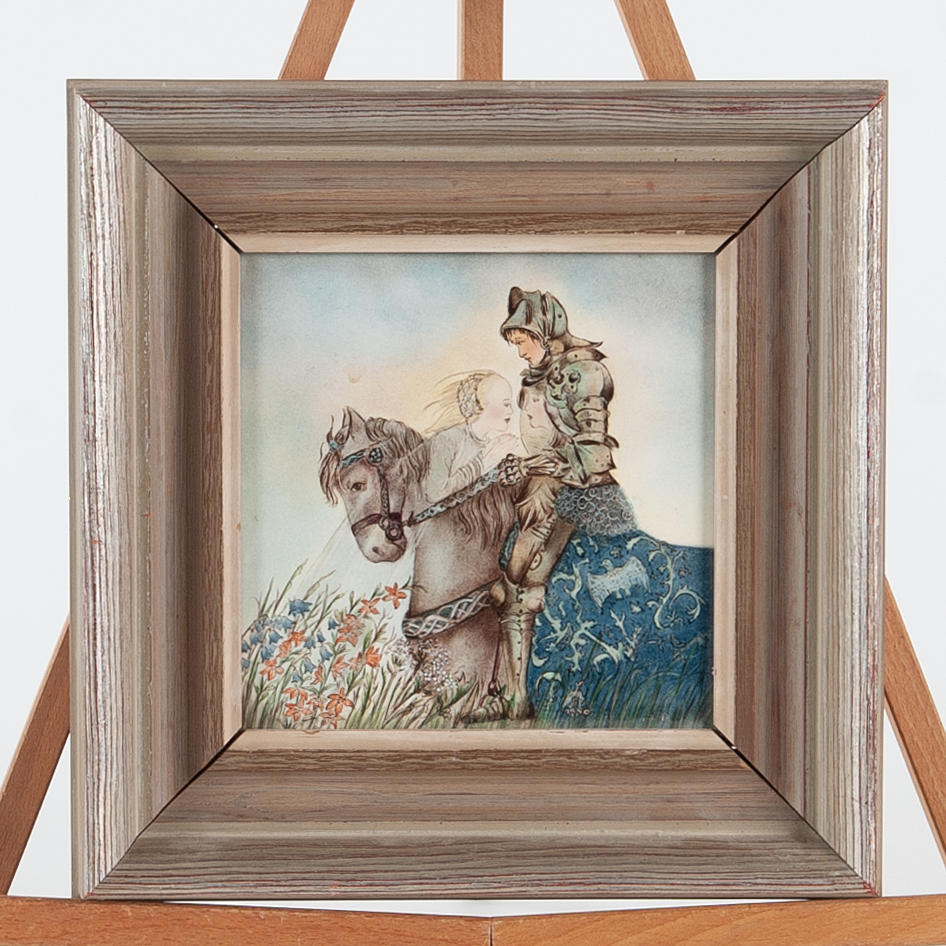 PAINTING ON TILE SIGNED TB 1950.