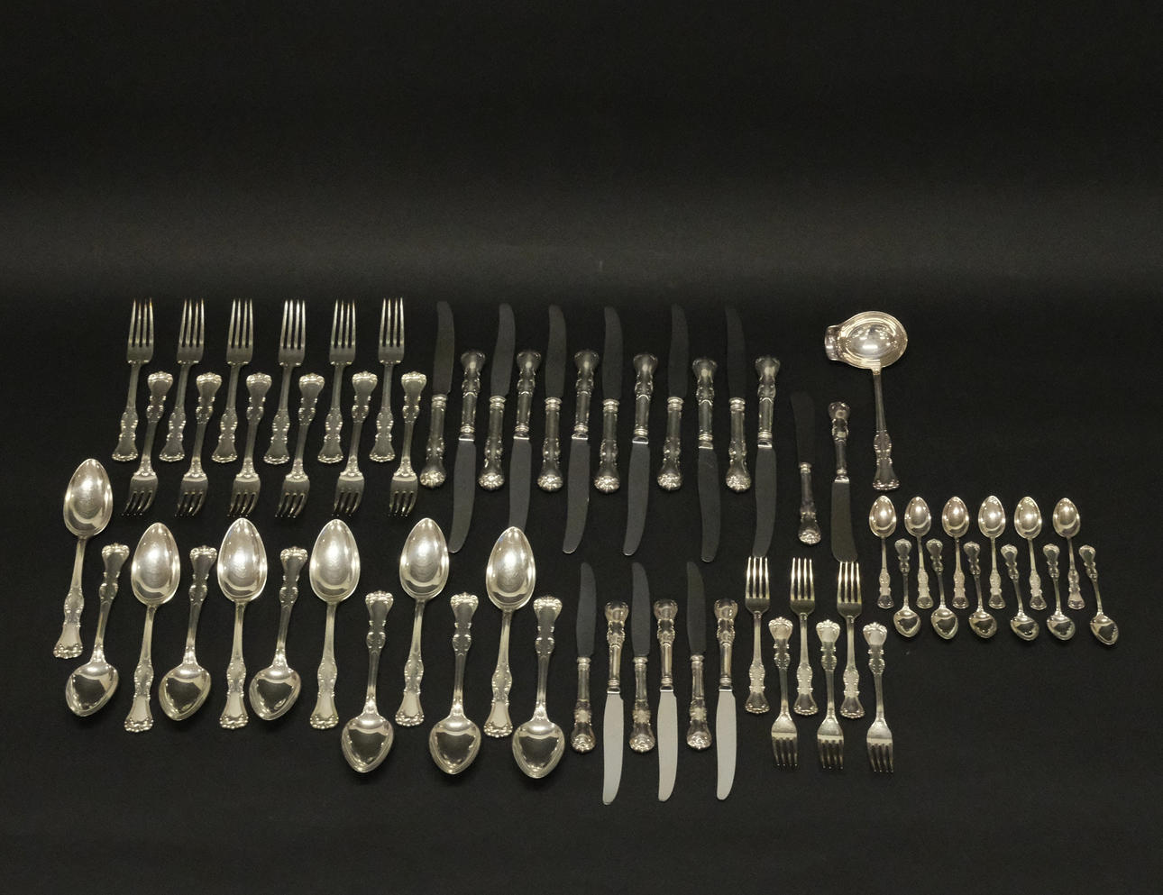 CUTLERY SET, “PRINCE ALBERT”, SILVER, 63 PIECES.