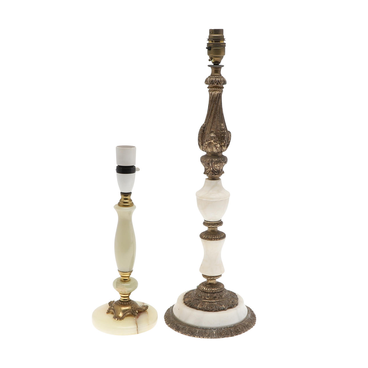 TWO ONYX TABLE LAMPS.