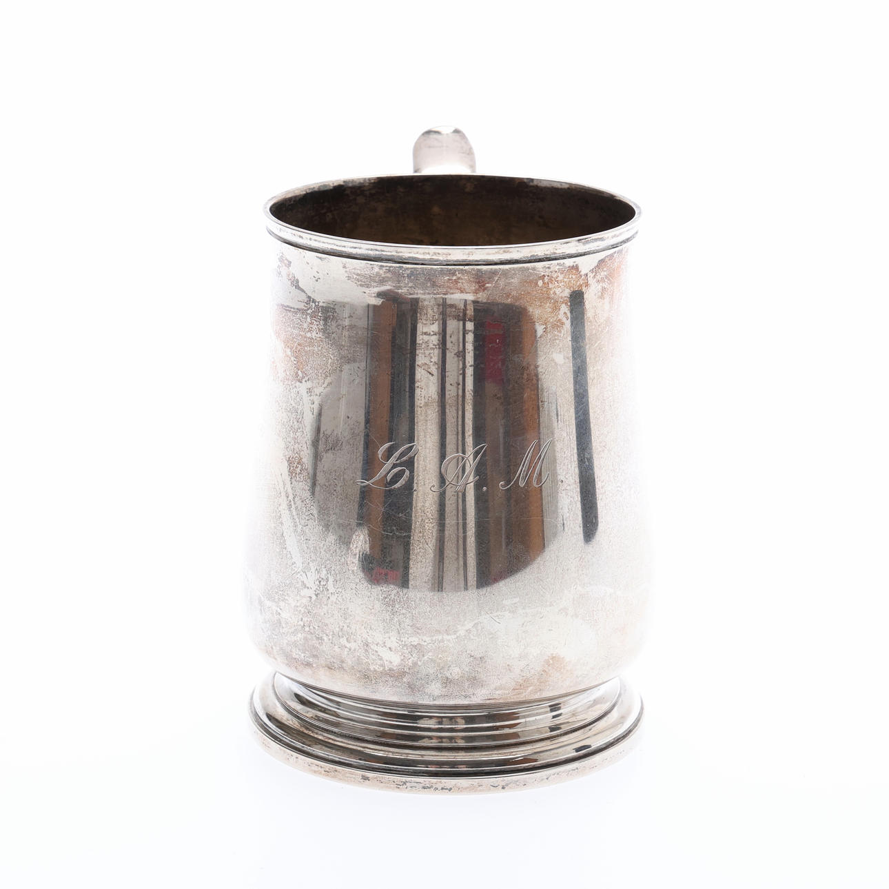 SILVER CHRISTENING MUG.