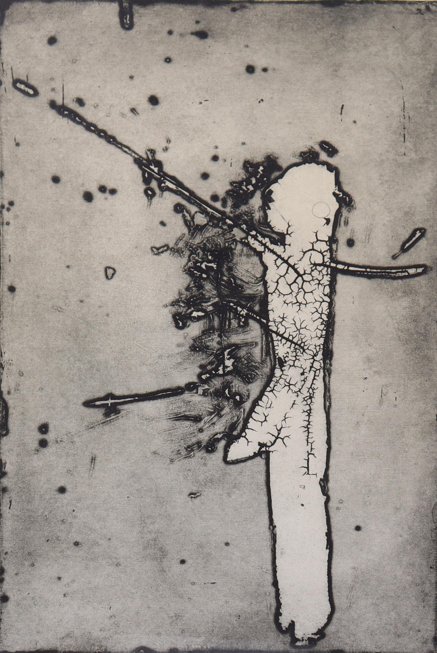 JAN LUNDGREN. etching, “Medicine-man”.