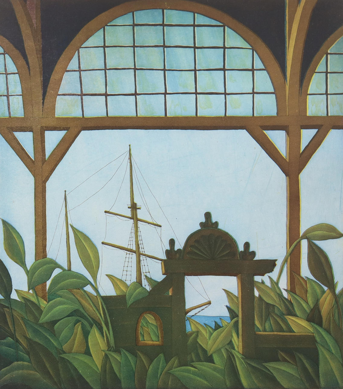 BO CRONQUIST. lithograph, “Delayed Departure”.