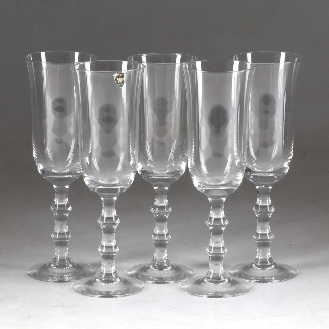 SIMON GATE. Champagneglas, 5 stycken, "Salut". Orrefors.