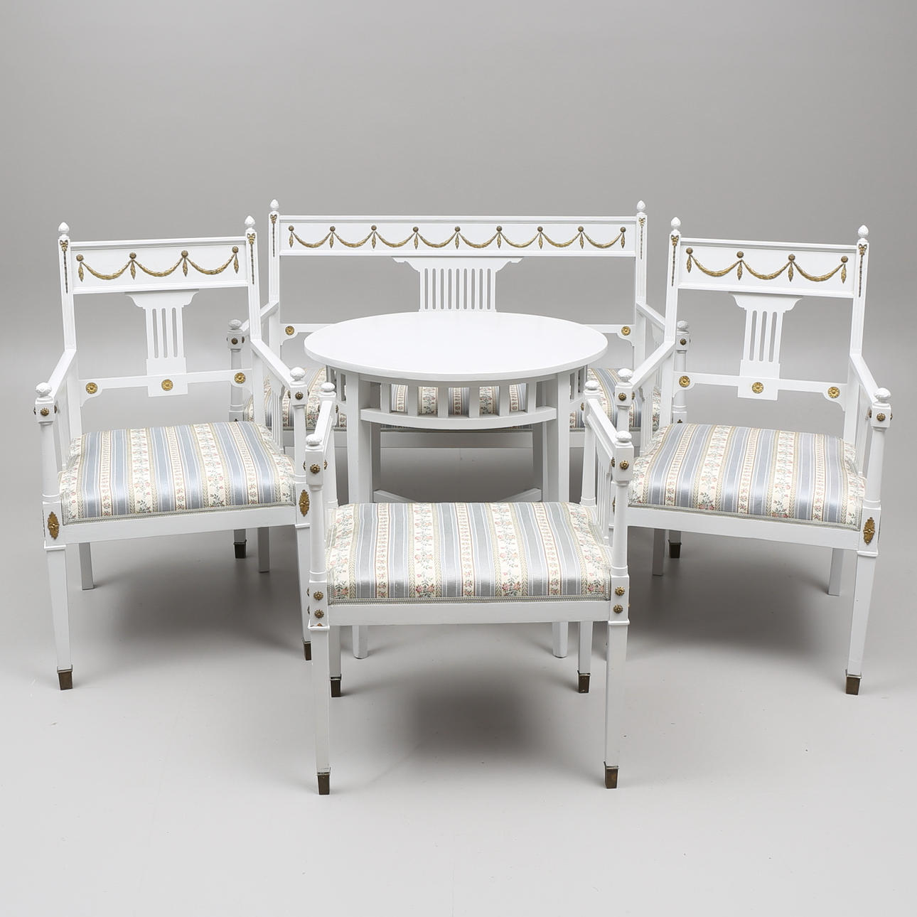 SALONGSMÖBEL, 5 delar, empirestil, "Malmaison-möbeln", Carl Fredriksons Träförädlings AB, Katrineholm, 1900-talets första kvartal.