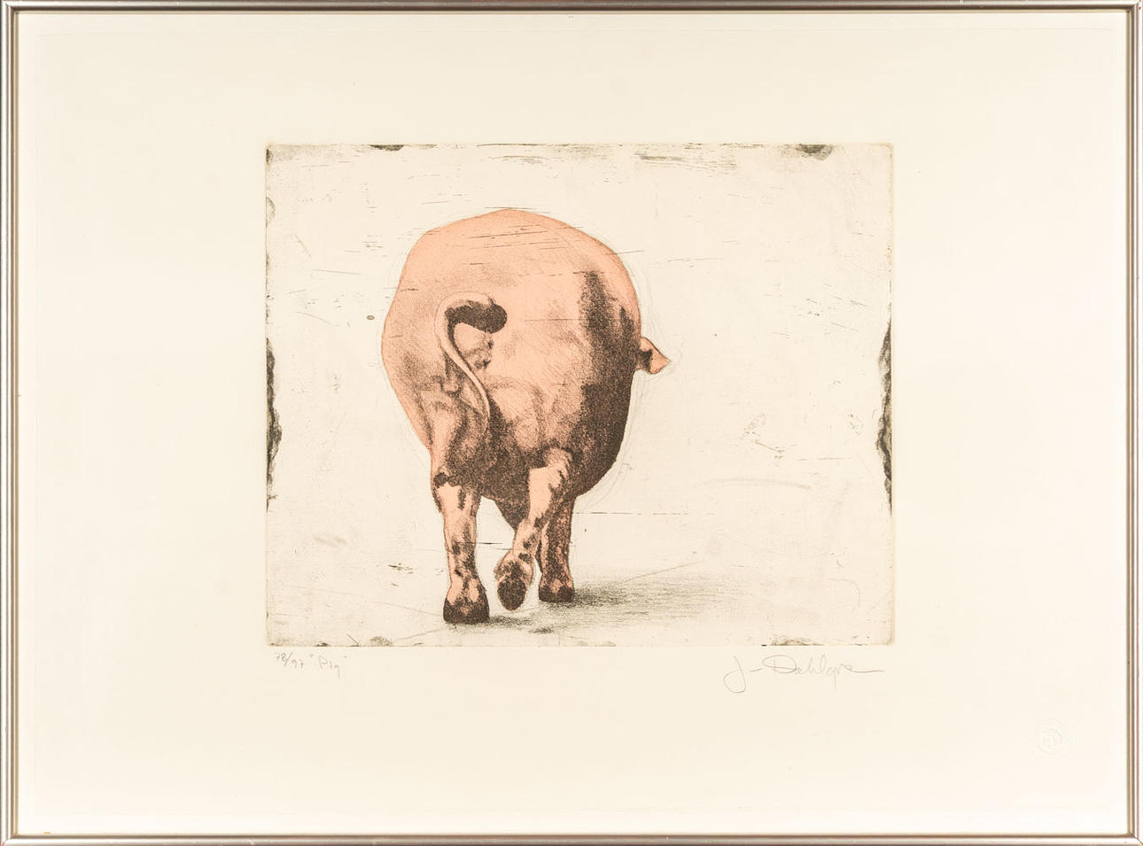 JAN DAHLGREN. Colour etching, “Pig”, Signed & numbered 87/97.