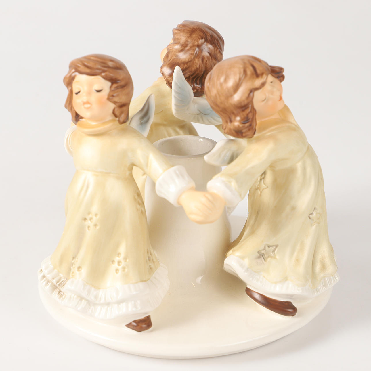 Candlestick, dancing angels, porcelain, Goebel, Germany.