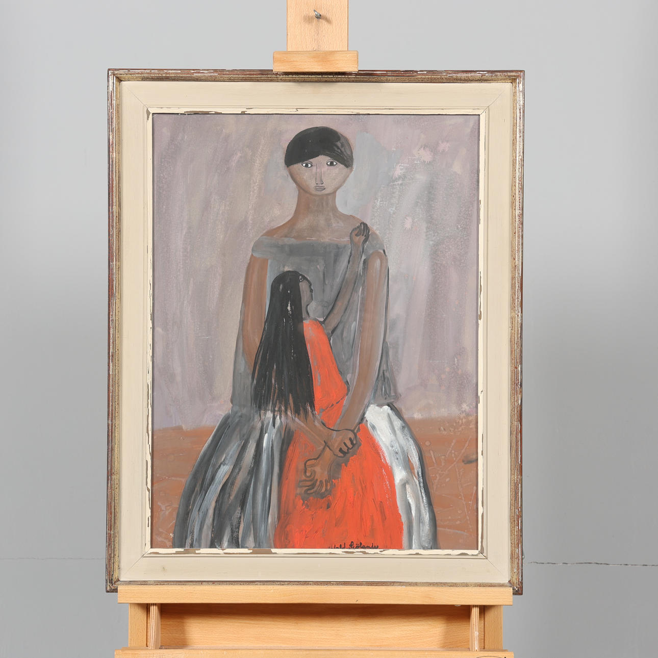 WALDEMAR SJÖLANDER. GUACHE, portrait, signed.