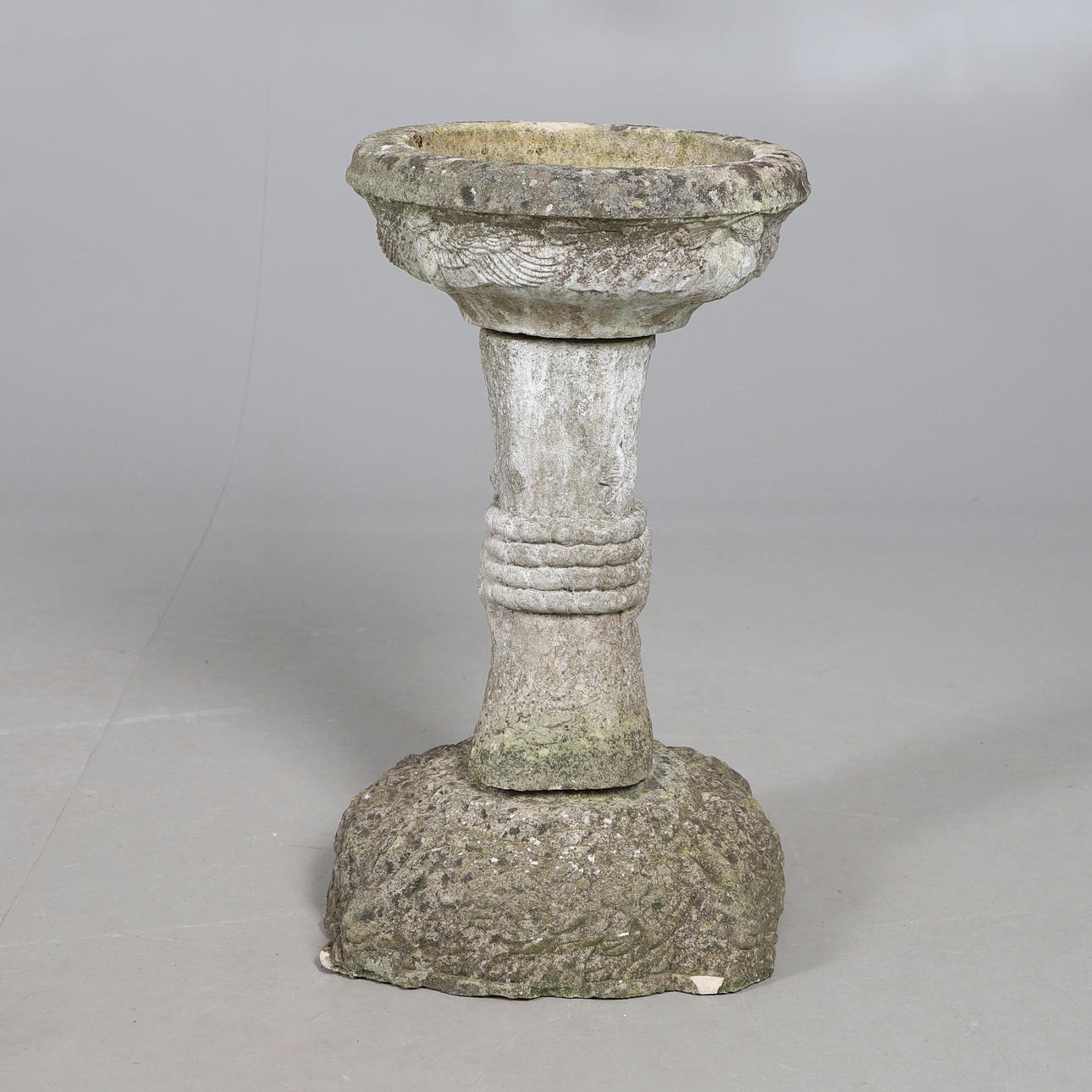 COMPOSITE STONE BIRD BATH.