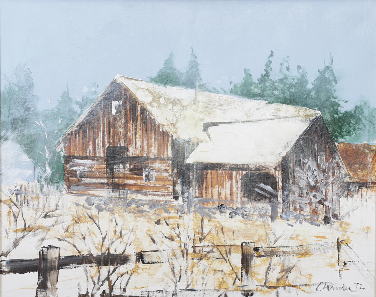 LEIF KANDER. Lada in winter screw, oil on canvas, signed and dated 72.