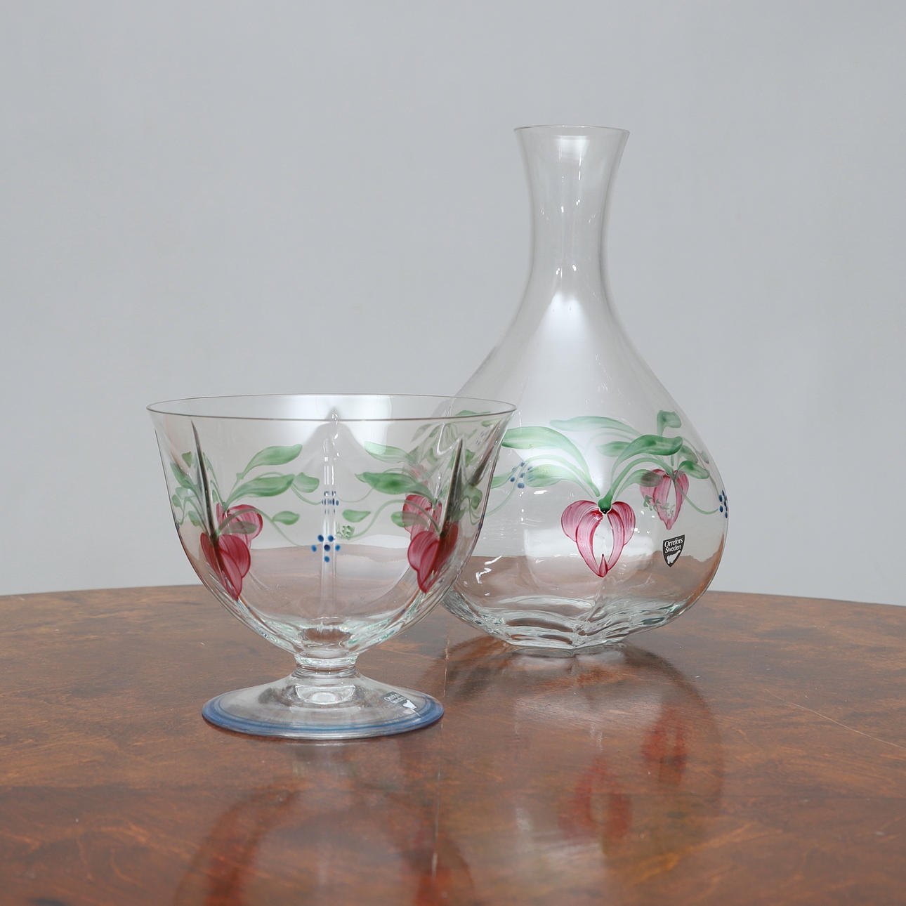 EVA ENGLUND. karaff & skål, glas, "Maja", Orrefors.