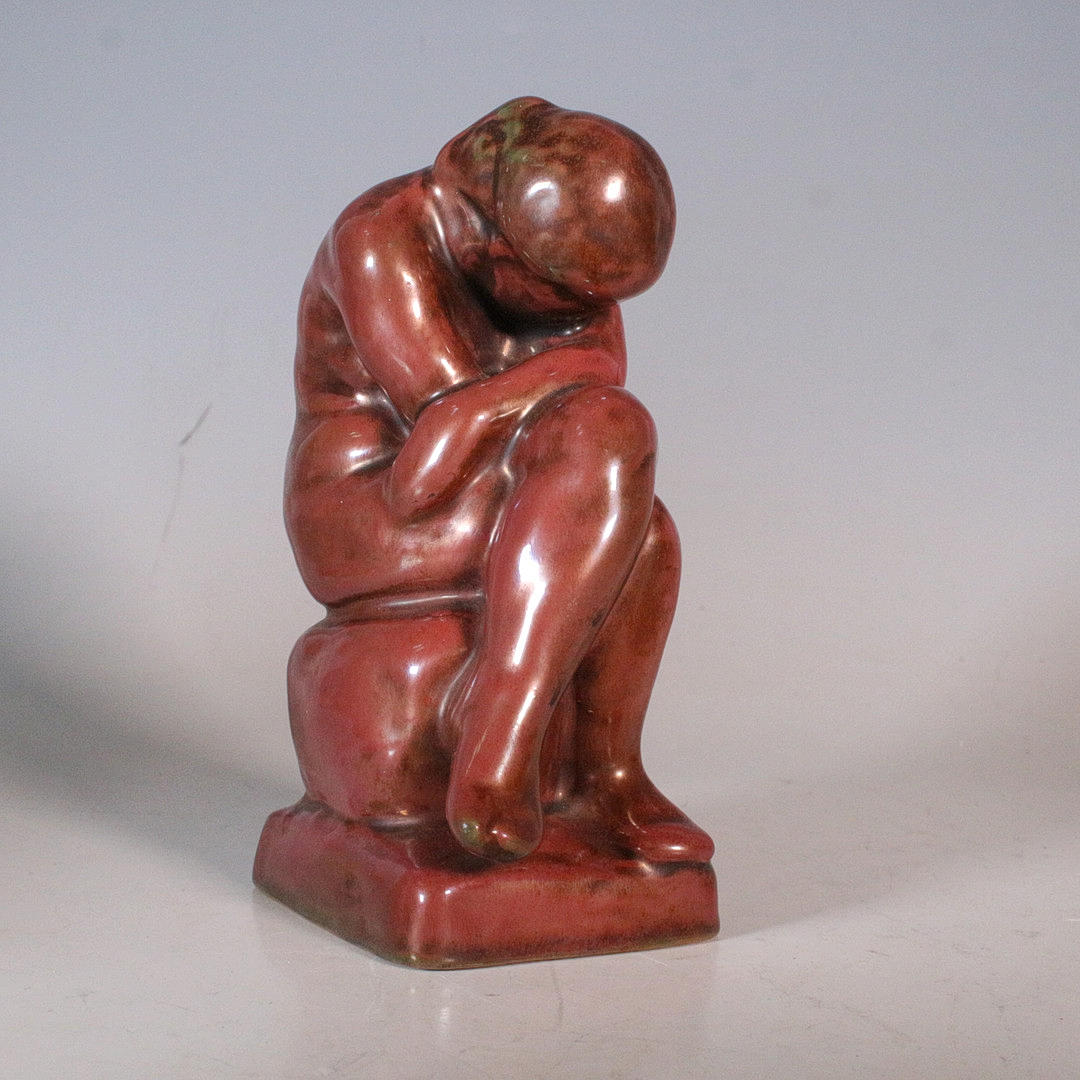 L. HJORTH. ceramic, glazed, “Seated Lady”, Denmark, signed.