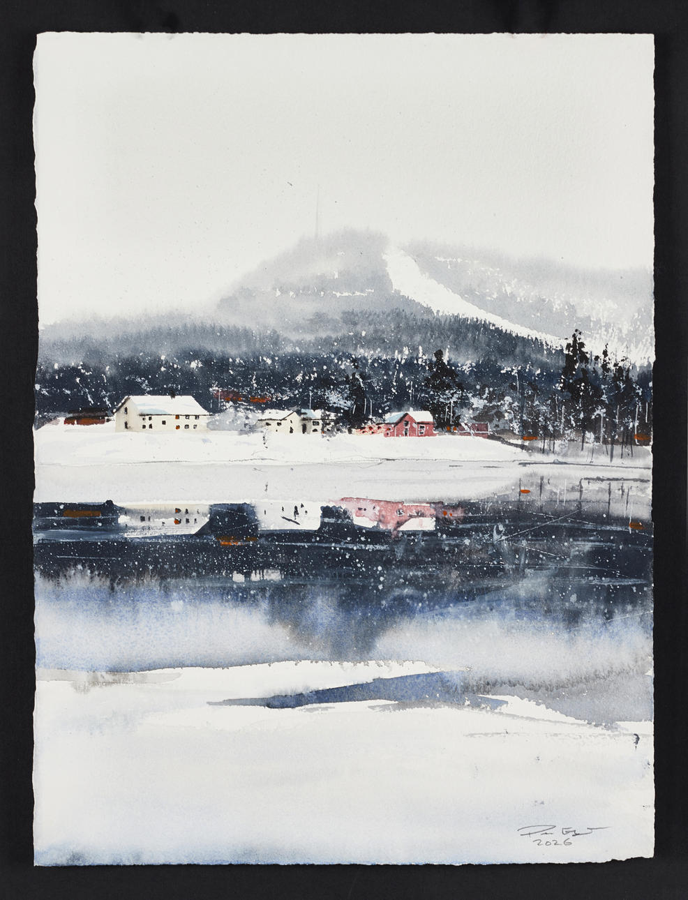 PETER EUGÉN (SVERIGE, FÖDD 1978). Winter view, signed and dated 2026, watercolour on heavy paper.