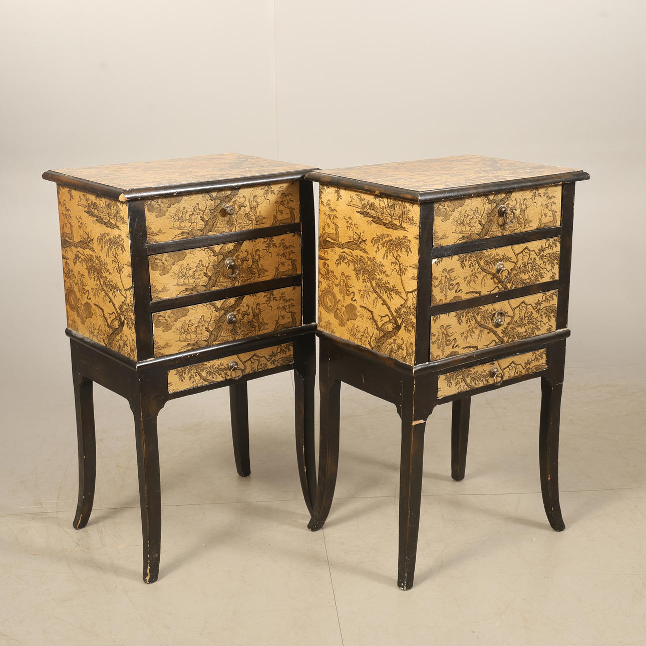 BEDSIDE TABLE with Mediterranean decor, a pair.