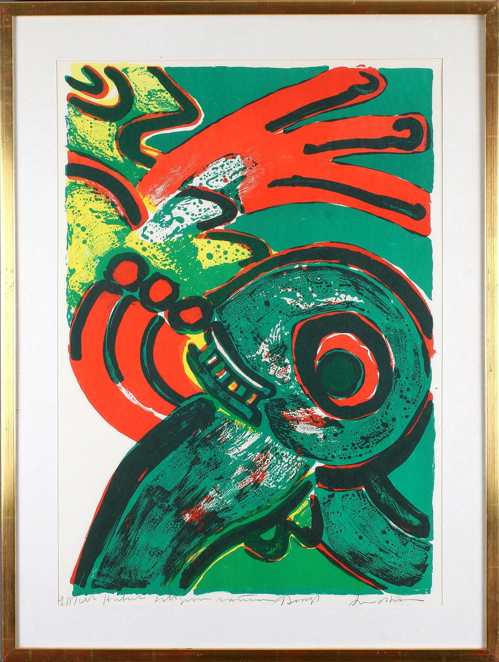 BENGT LINDSTRÖM. Komposition med figurer, färglitografi, signerad och märkt EA.