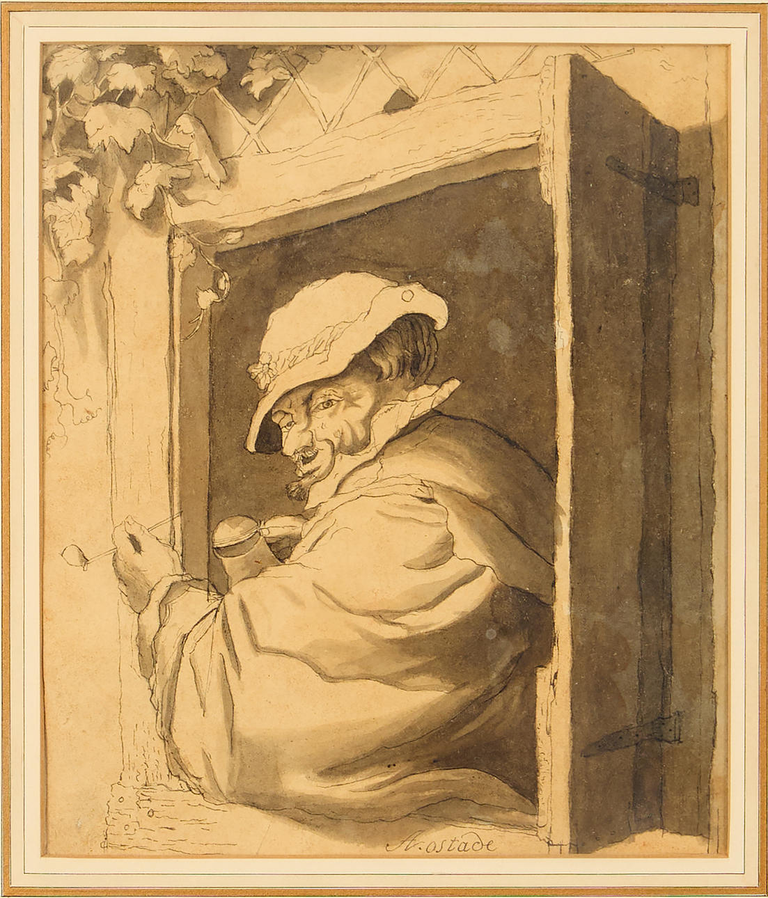 AFTER ADRIAEN VAN OSTADE. “Le Goûter”.