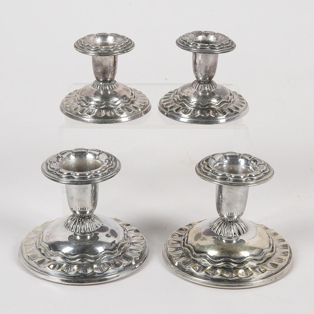 LJUSSTAKAR, 4 st, silverplätering, 1900-tal.