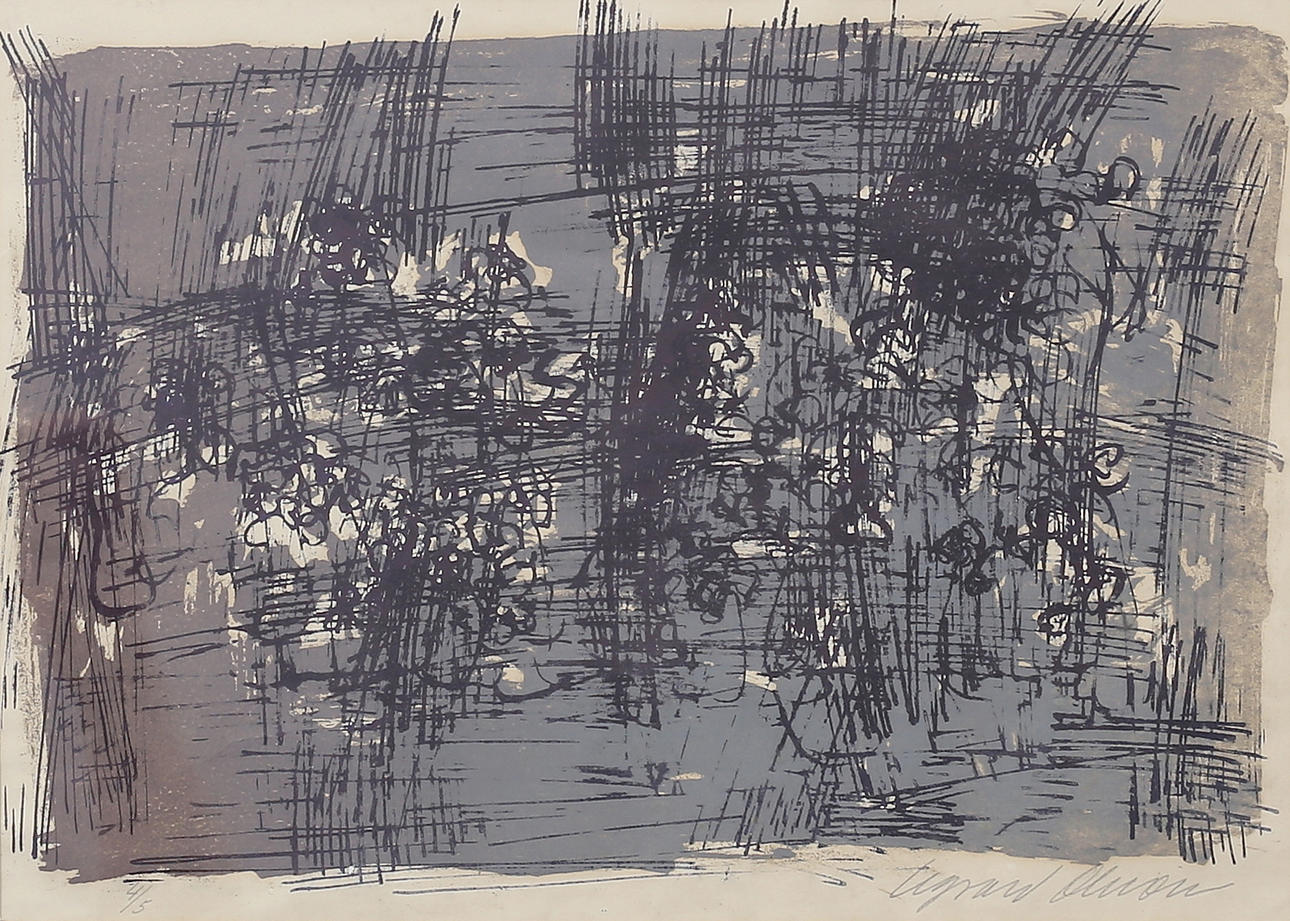 SIGVARD OLSSON. Composition. Lithograph in colours, signed and numbered 4/5.