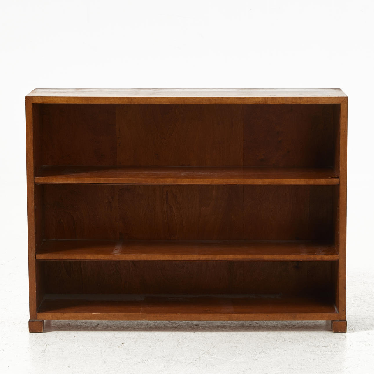 Bookcase, 1940s, bonded birch, removable shelves.