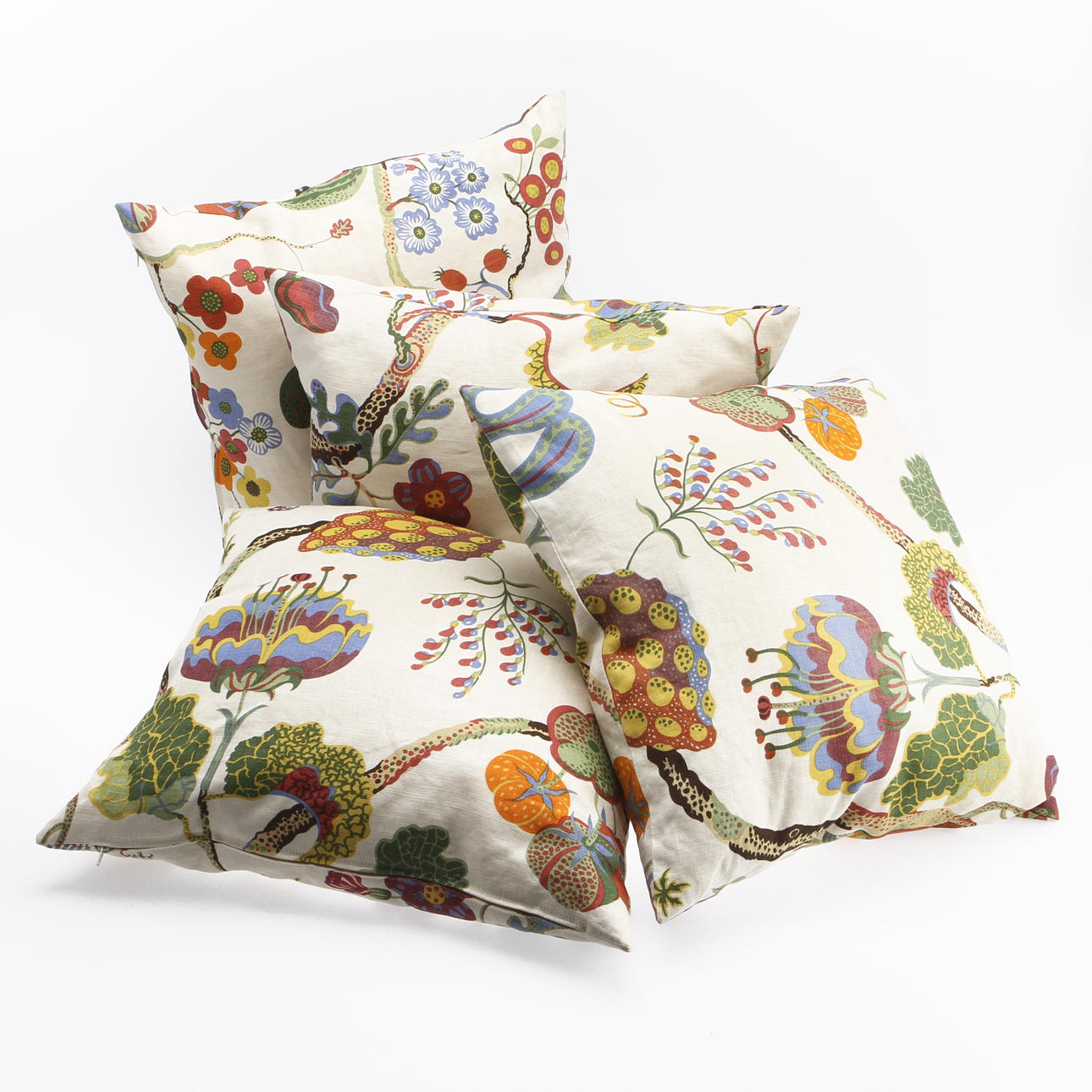 KUDDAR, 4 st, textil "Vegetable Tree" Firma Svenskt Tenn.