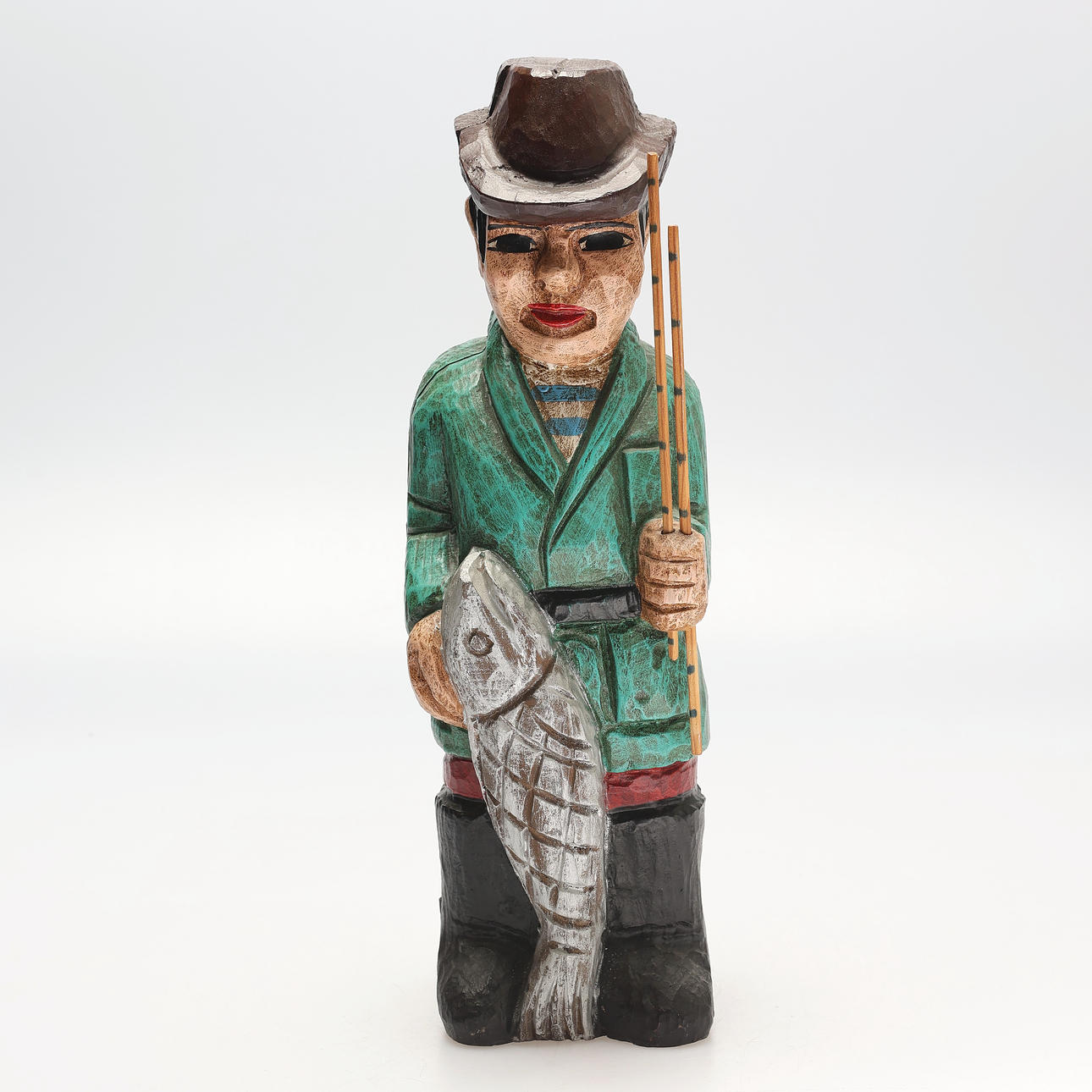 FLASKGÖMMA. Trä, föreställande fiskegubbe.