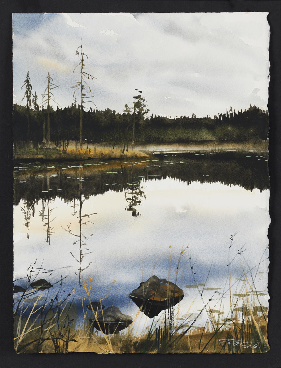 PETER EUGÉN (SVERIGE, FÖDD 1978). Spegling, signed and dated 2026, watercolour on thick paper.