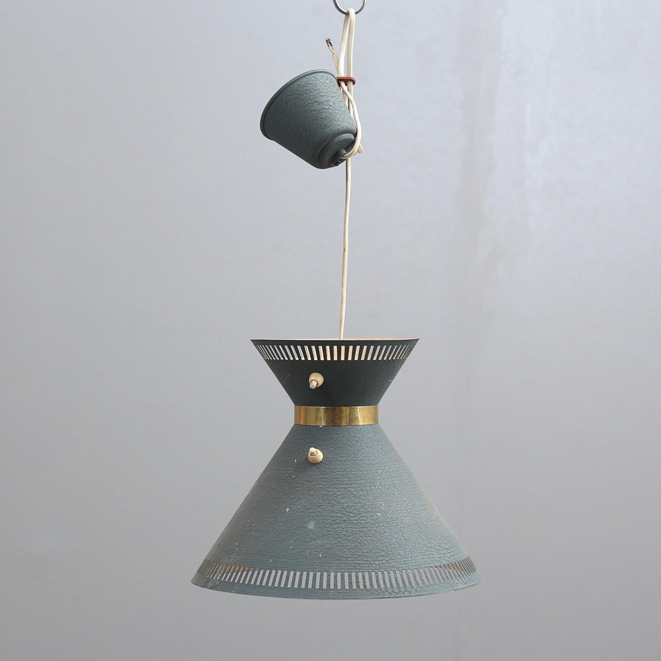 A metal ceiling lamp, two-way lighting, 1950s.