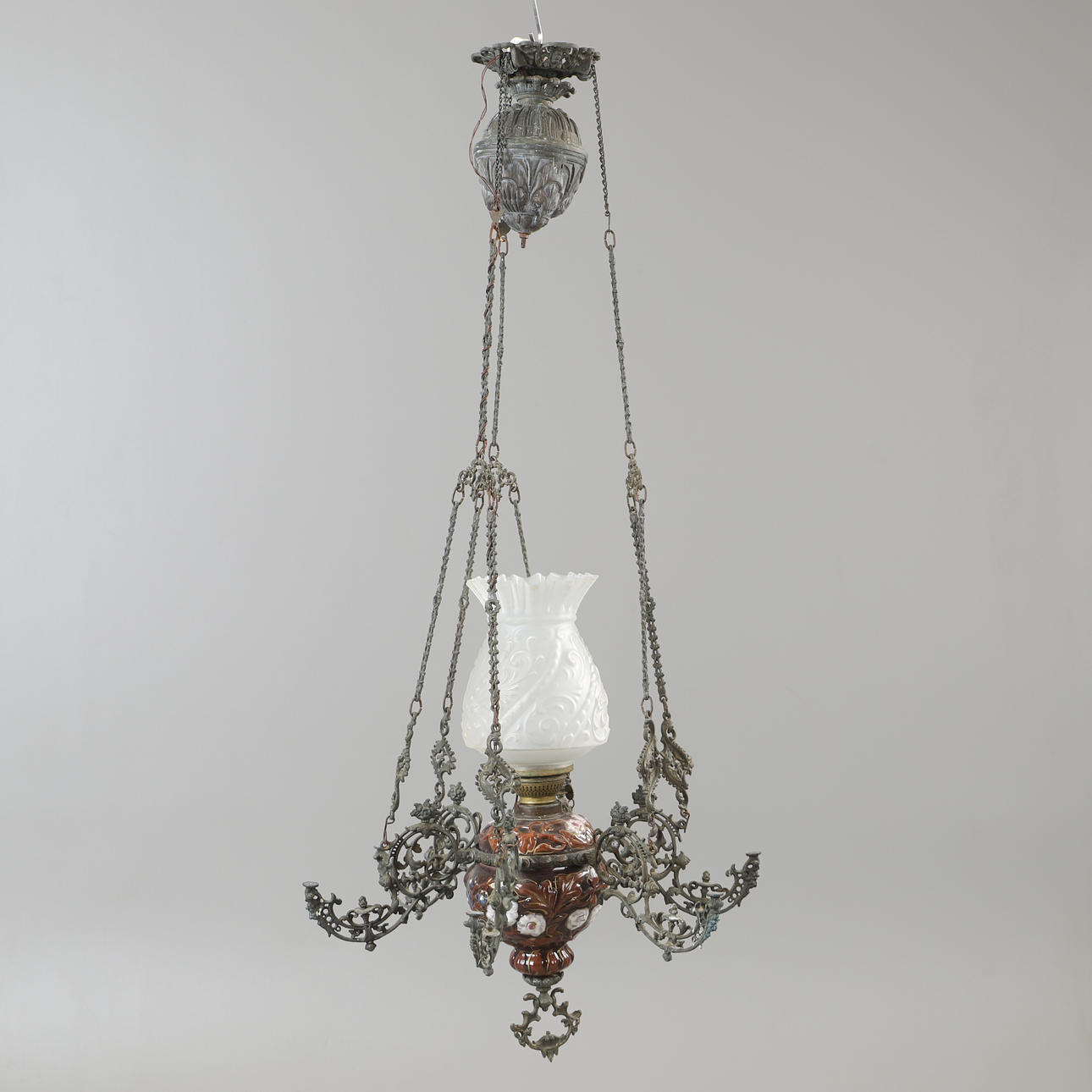 TAKFOTOGENLAMPA, majolika, jugend.