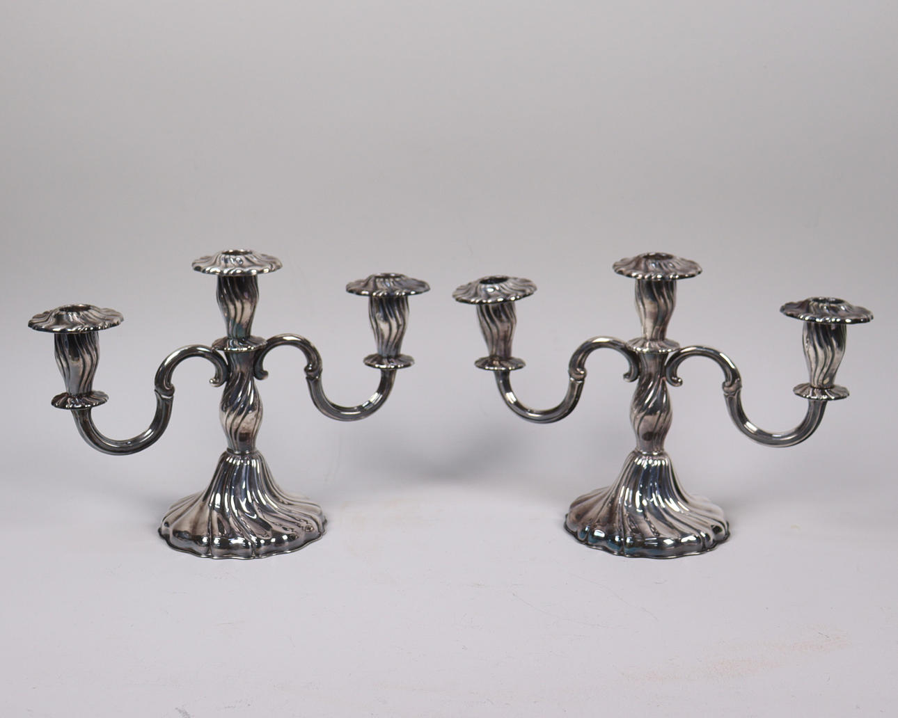 Chandeliers, nickel silver, 20th century, 1 pair.