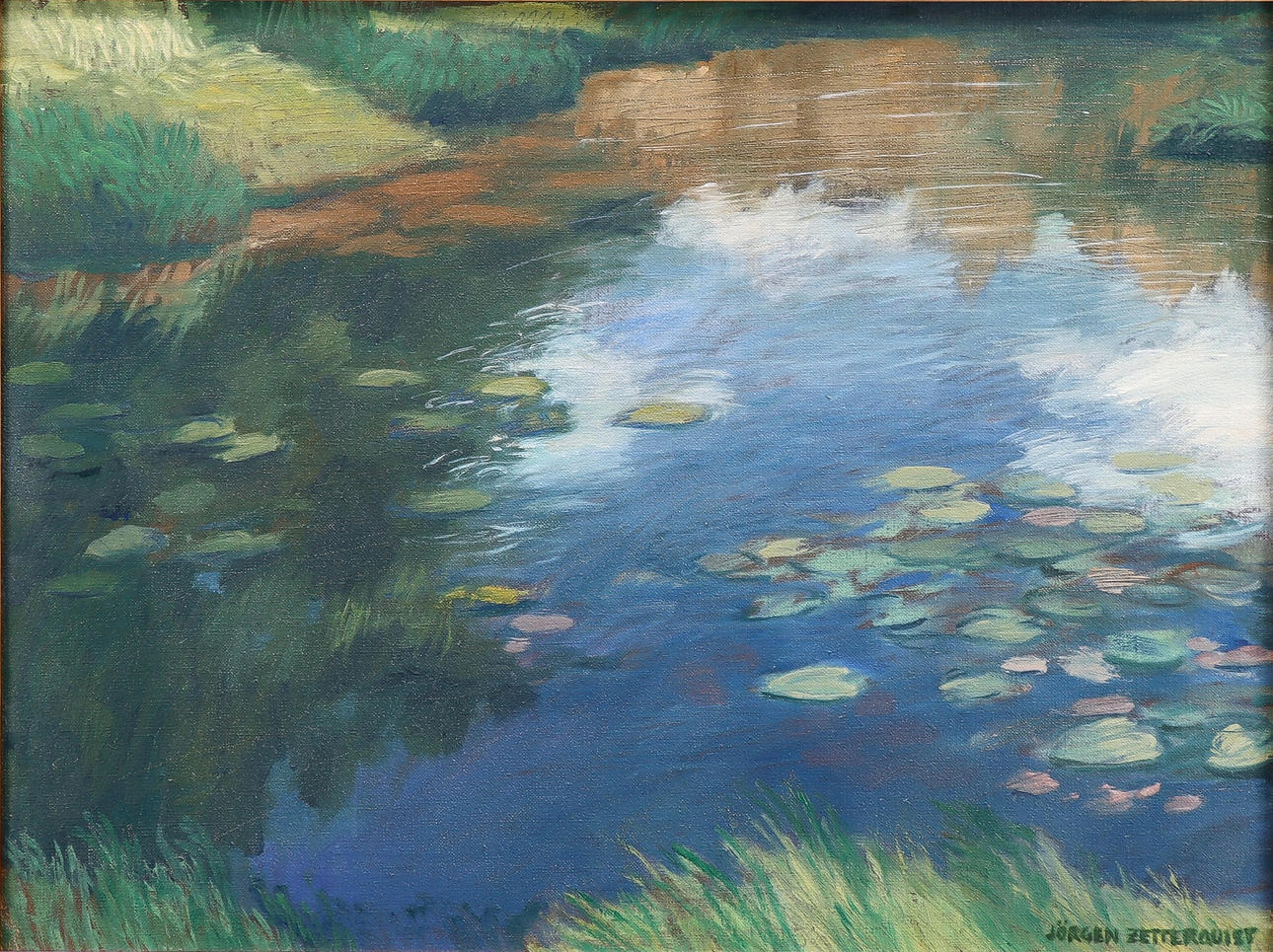 JÖRGEN ZETTERQUIST. Vattendrag med näckrosor.