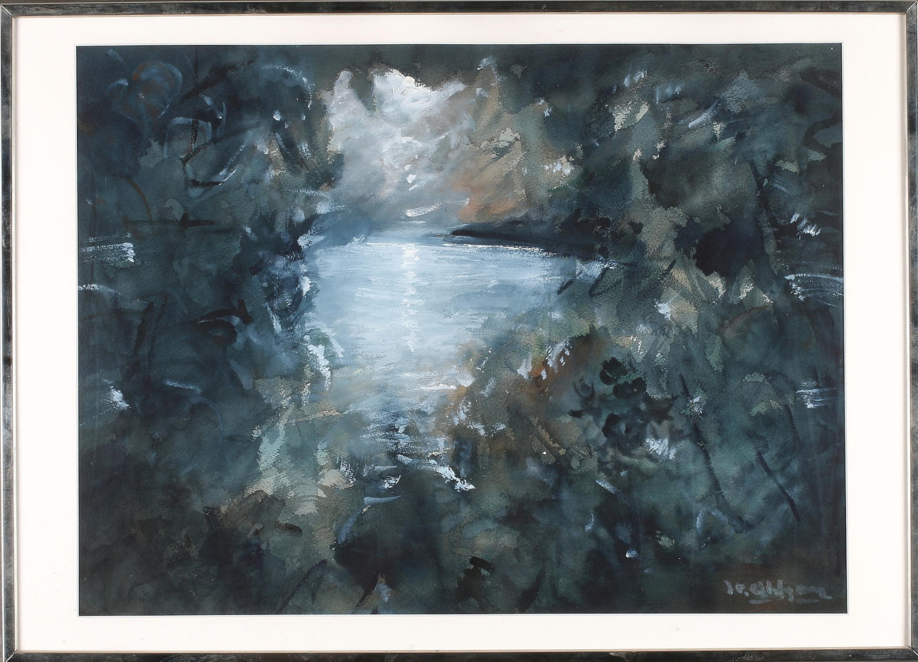 JAN ERIK OHLZON. Ångermanlandsälven, akvarell, signerad.