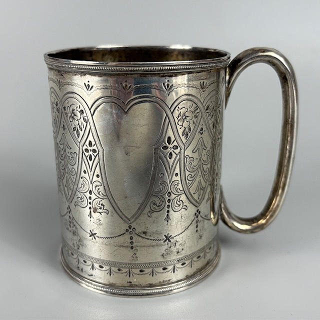 ENGLISH SILVER CHRISTENING TANKARD.