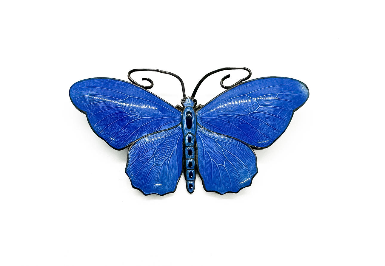 BROOCH, enamelled, silver.