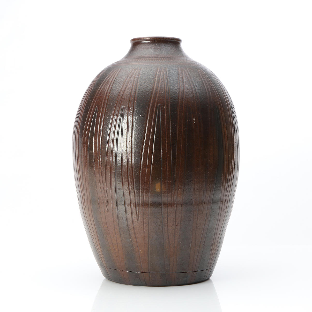 ARTHUR W ANDERSSON. FLOOR VASE. Salt-glazed stoneware. Wallåkra. Marked and signed underneath.